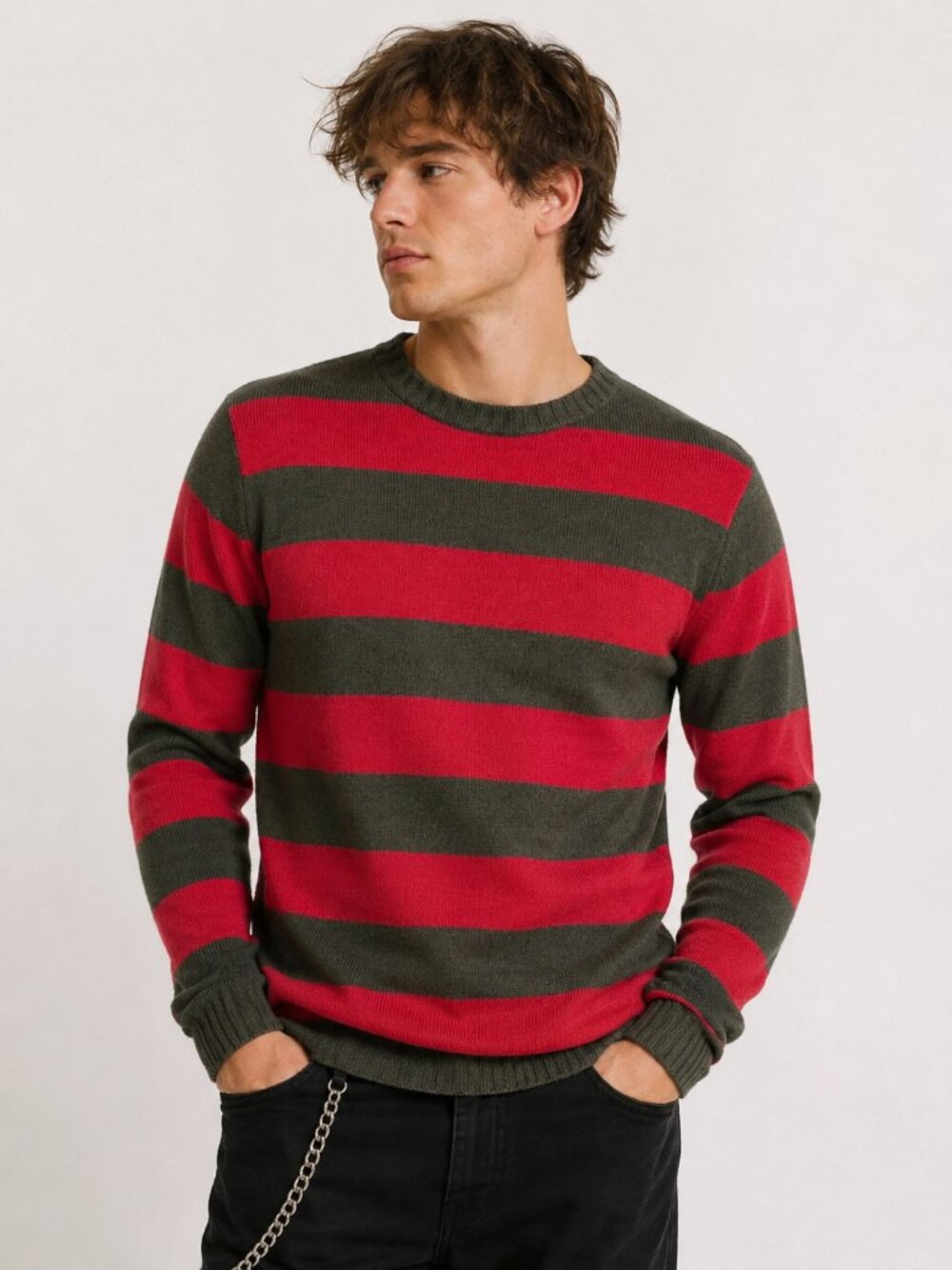 Vintage Freddy Krueger Style Striped Sweater Mens M Grunge Goth Horror Halloween